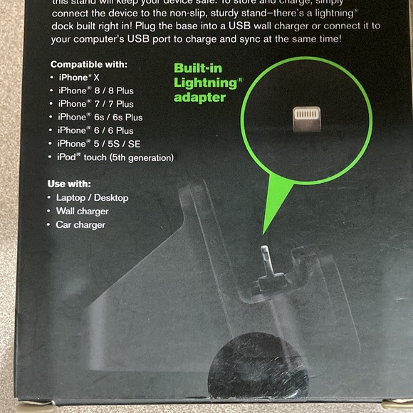 ⚜️Youse IPhone Lightning Sync & Charge Black Cell Phone Stand! NWT! - Picture 3 of 3